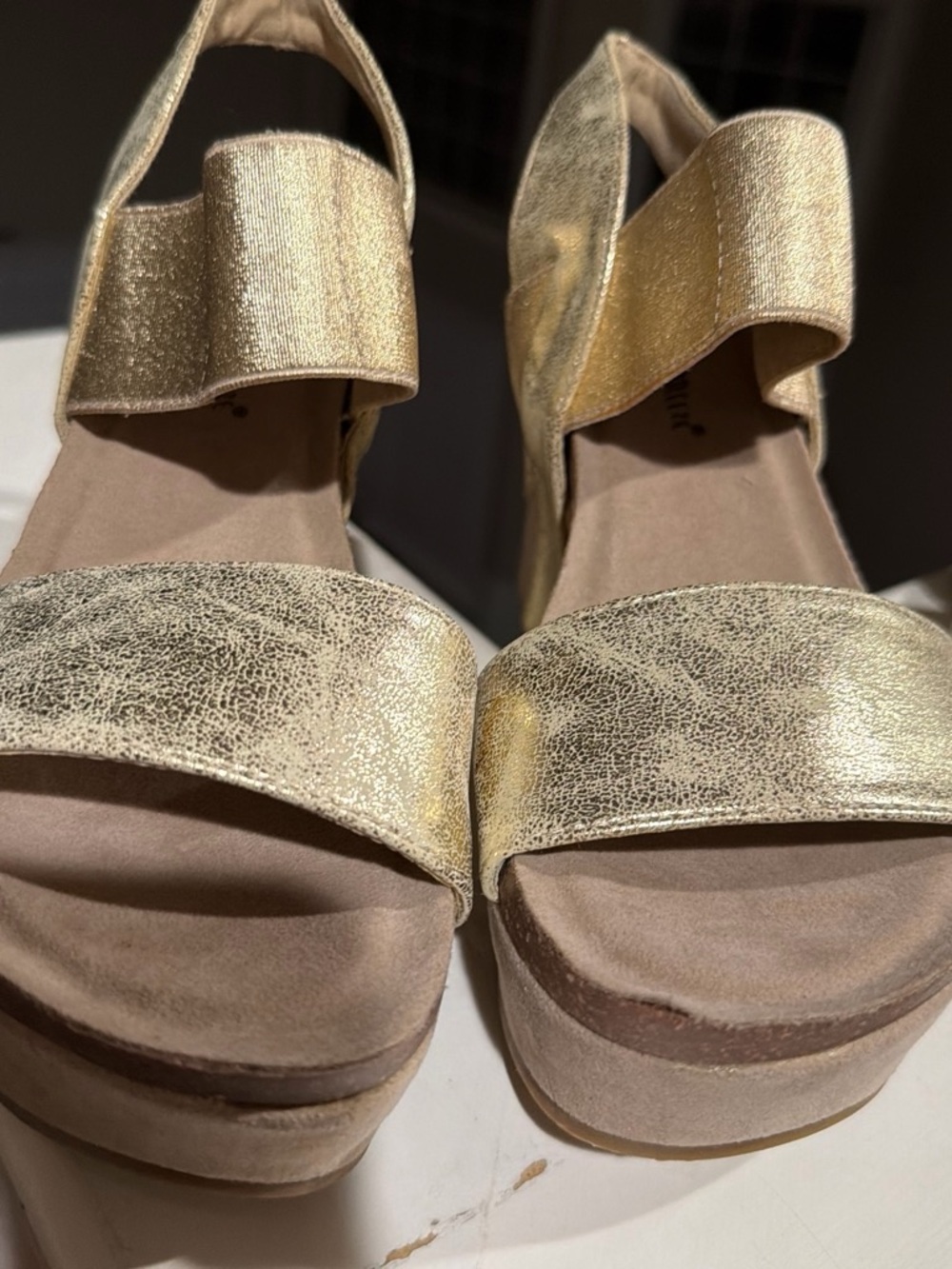 Nature Breeze Gold Platform Sandals